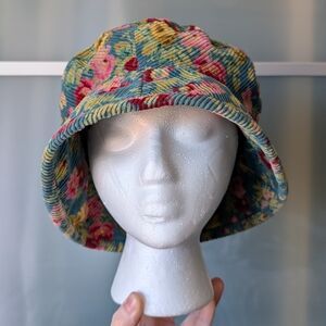 GAP Floral Corduroy Bucket Hat in Teal, Pink, Yellow